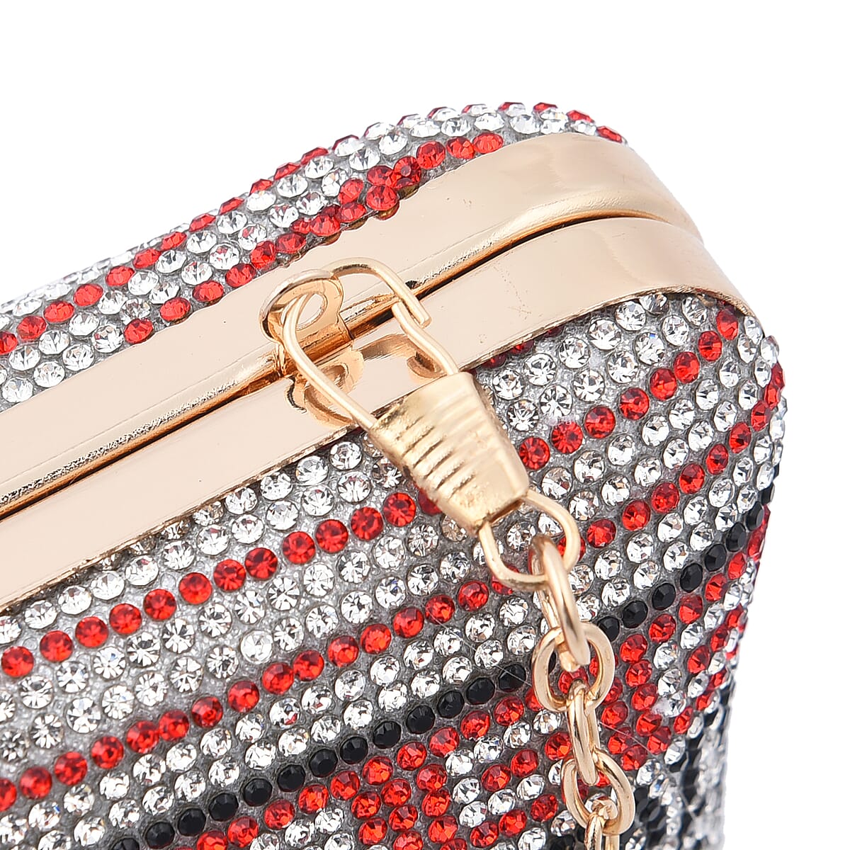 Red Crystal Dollar Shape Clutch Bag for Women with Detachable Chain Strap | Women Purse | Designer Bags | Ladies Purse | Handbags for Women image number 4