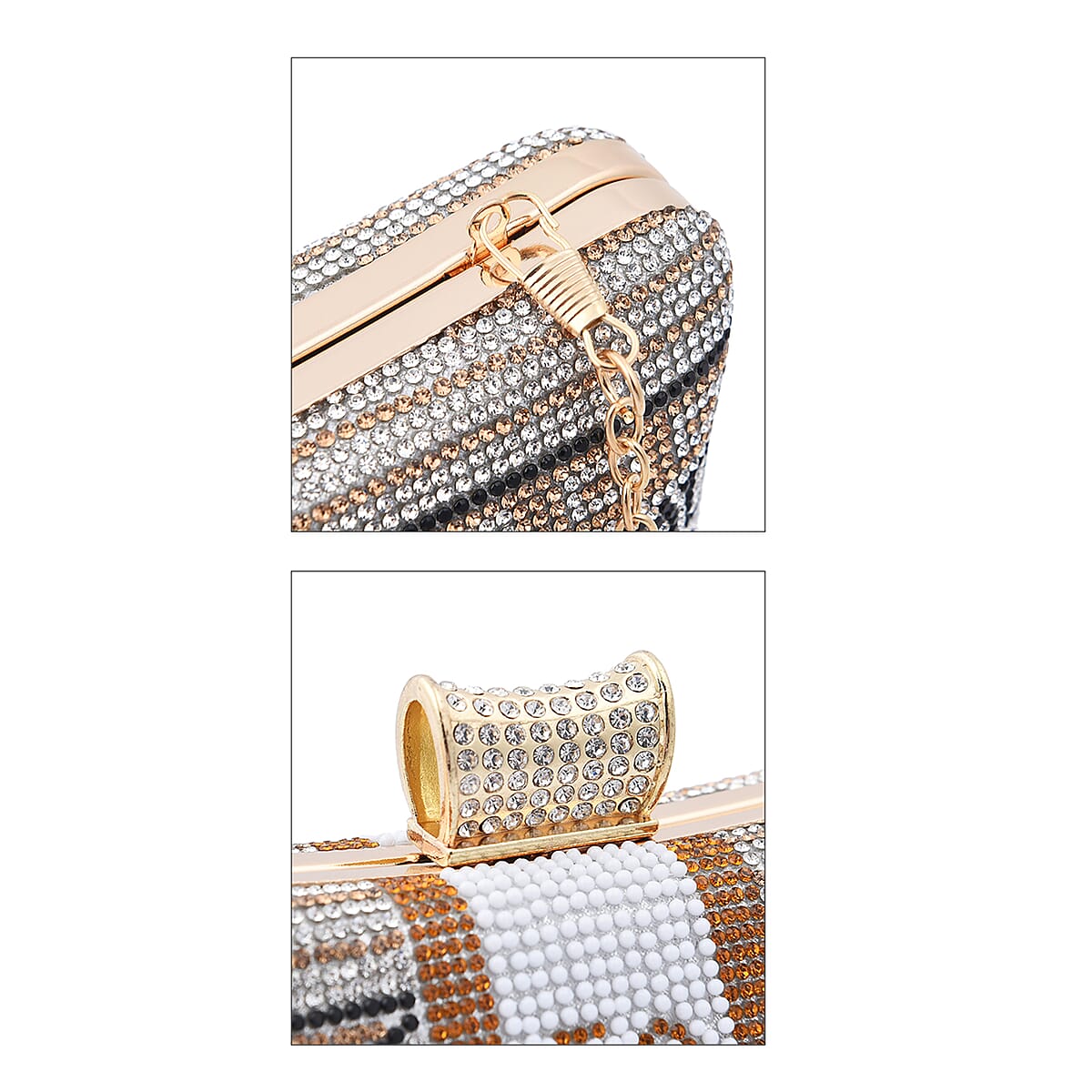 Golden Crystal Dollar Shape Clutch Bag for Women with Detachable Chain Strap | Women Purse | Designer Bags | Ladies Purse | Handbags for Women image number 4