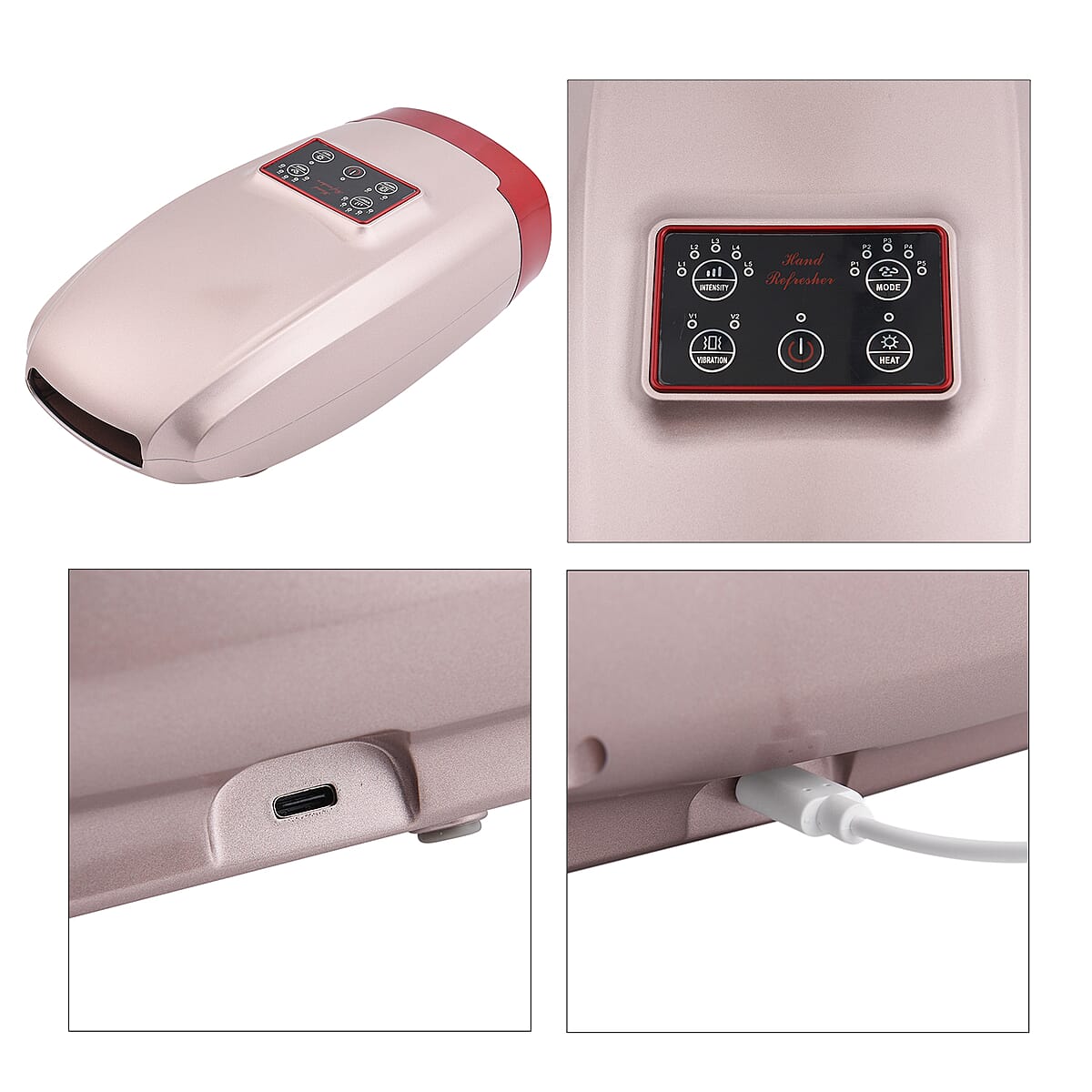 Rose Gold Electric Heat And Vibration Massager For Hands With Air Compression image number 6