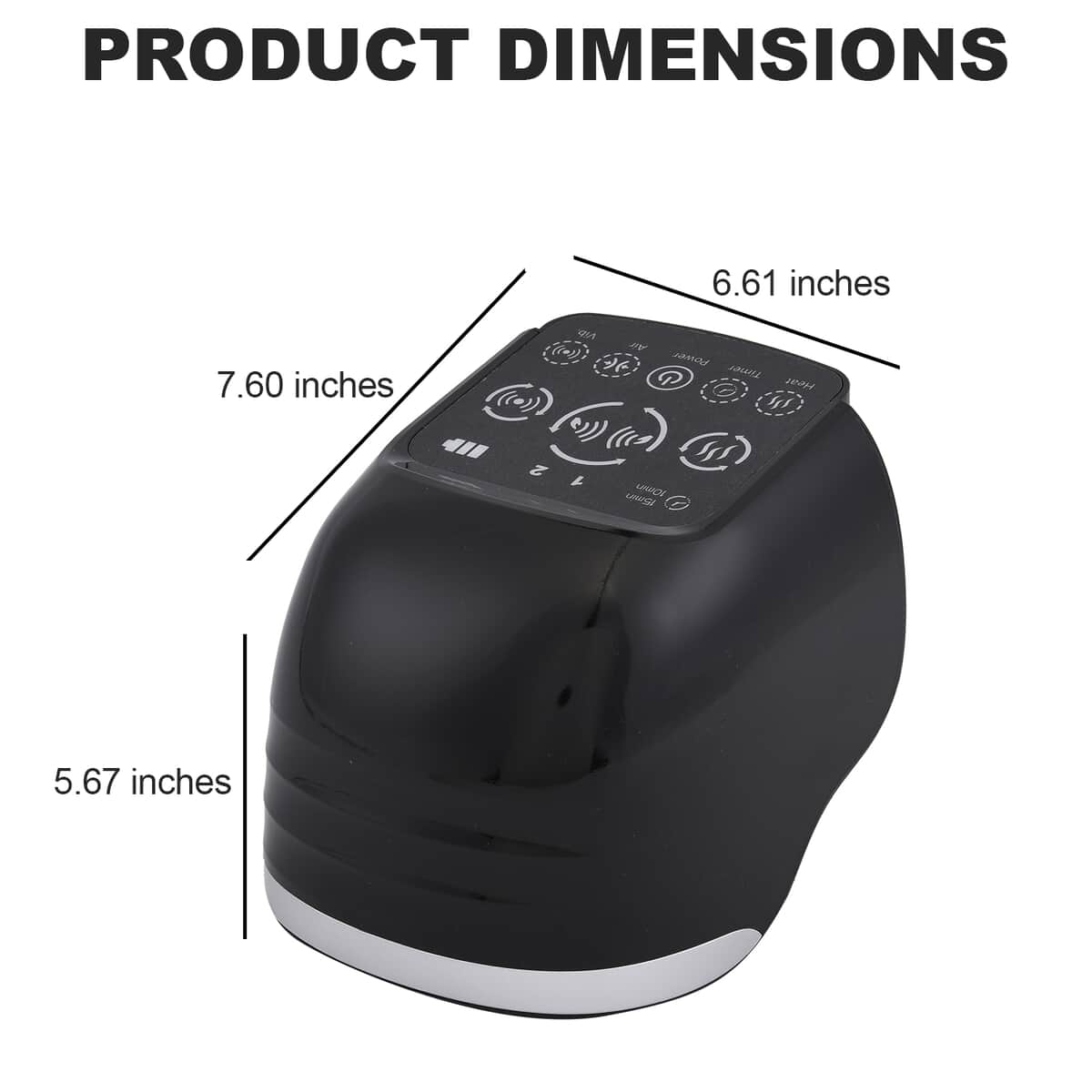 Black Electric Heated & Air Pressure & Vibration Knee Massager (7.6"x6.61"x5.67") image number 3