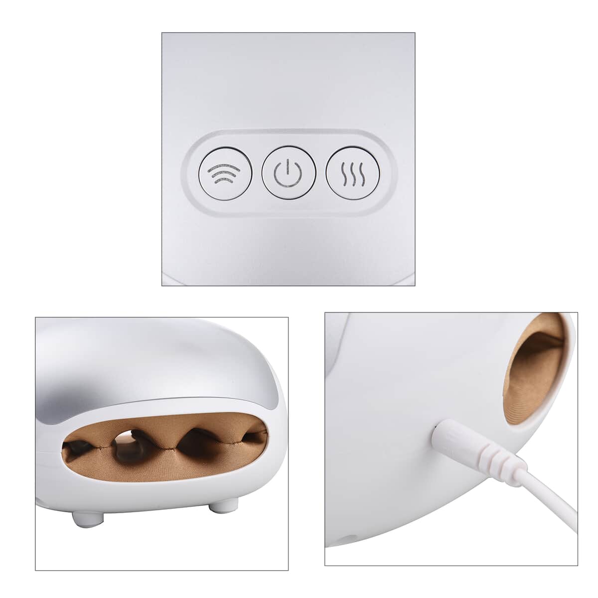 White Finger Air Pressure Pumping Hand Massager with Rechargeable Battery 2500mAh & USB Cable image number 5