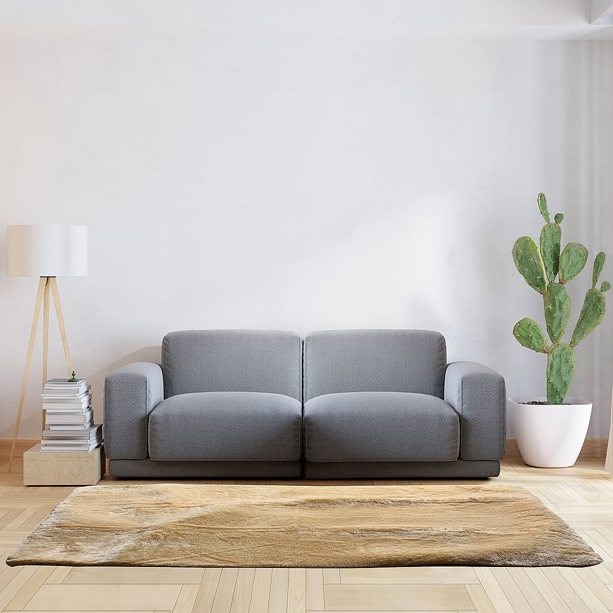 Faux Fur Rug with Anti Skip Base - Cream image number 5