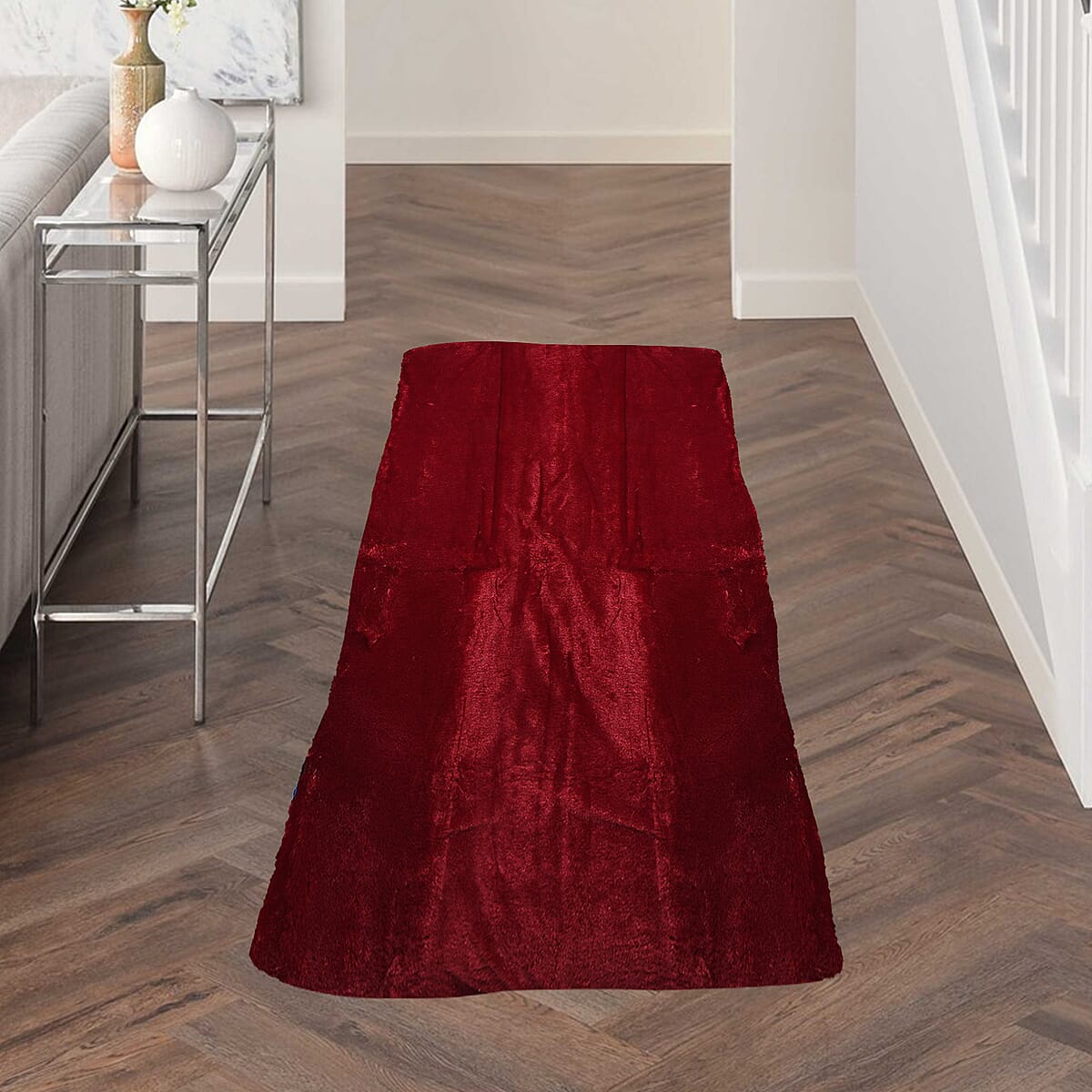 Faux Fur Rug with Anti Slip Base - Maroon image number 1