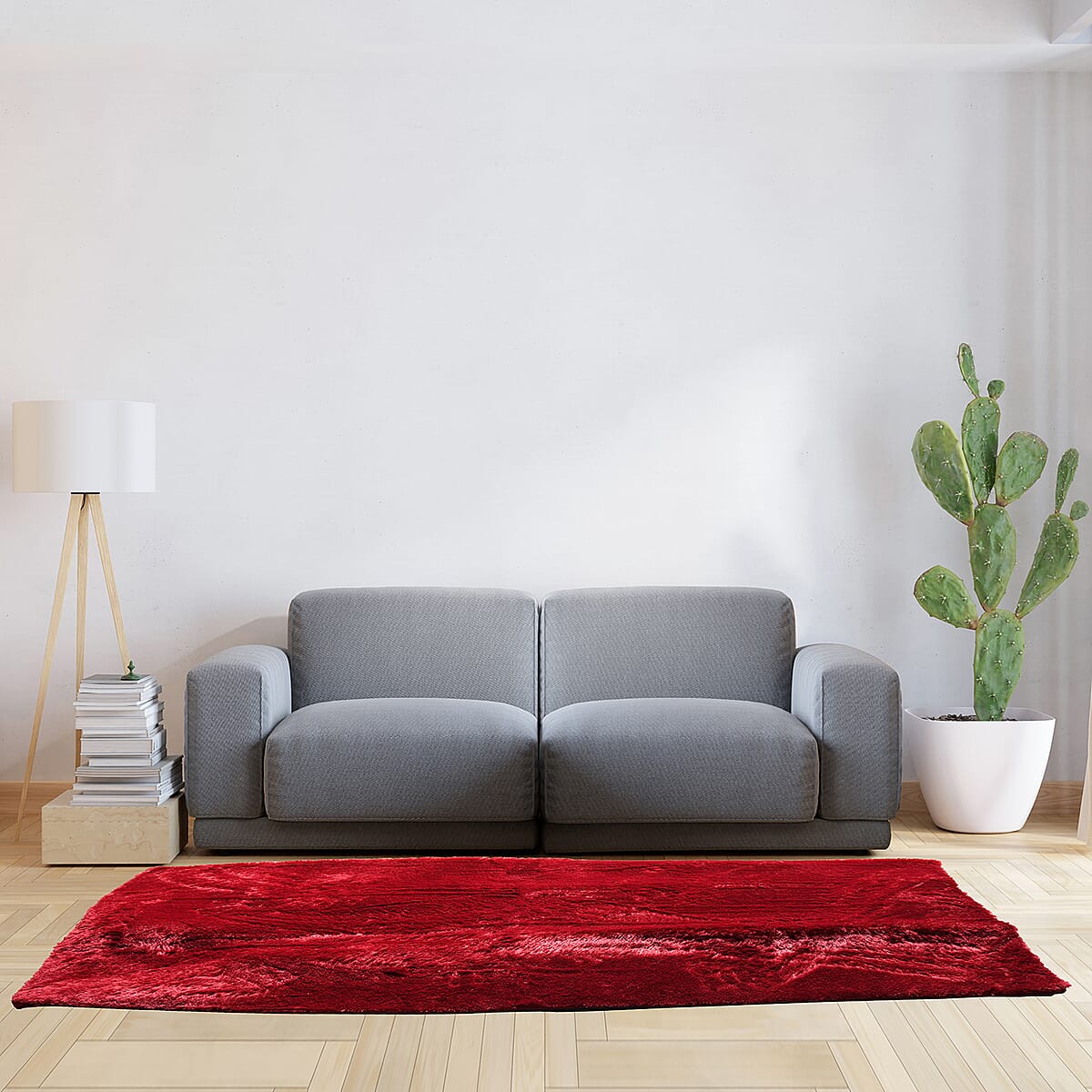 Faux Fur Rug with Anti Slip Base - Maroon image number 5