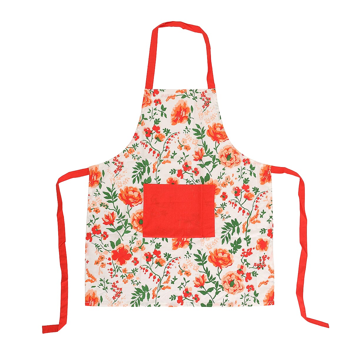 Set of 4 Coral & Green Apron, Glove, Pot Holder & Kitchen Towel image number 3