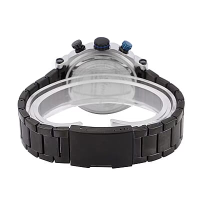 Genoa Multi-Functional Quartz Movement Watch with Navy Dial & ION Plated Black Stainless Steel Strap (49 mm)