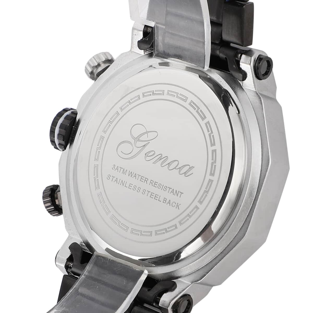 Genoa Multi-Functional Quartz Movement Watch with White Dial & ION Plated Black Stainless Steel Strap (49 mm) image number 5