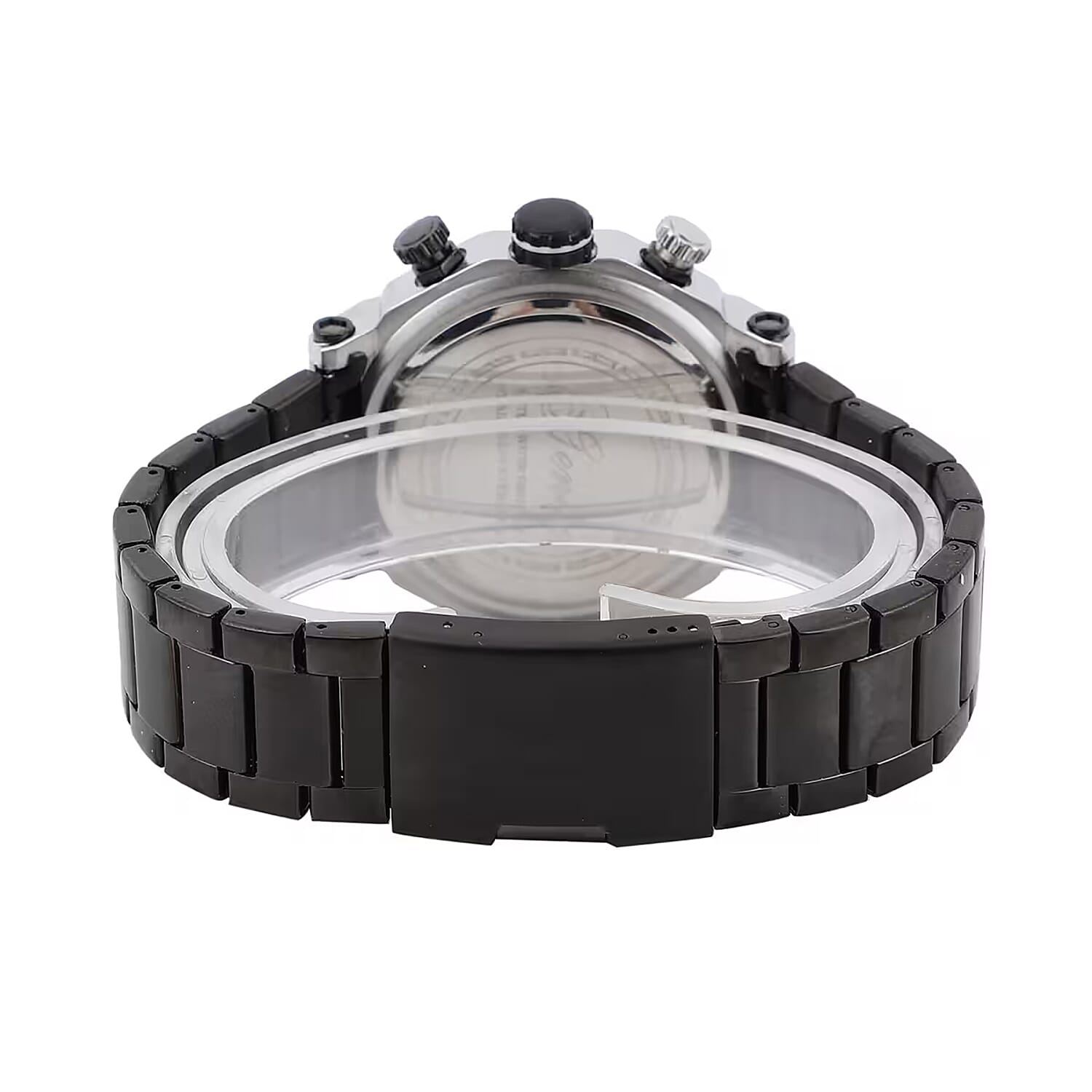 Genoa Multi-Functional Quartz Movement Watch with White Dial & ION Plated Black Stainless Steel Strap (49 mm)