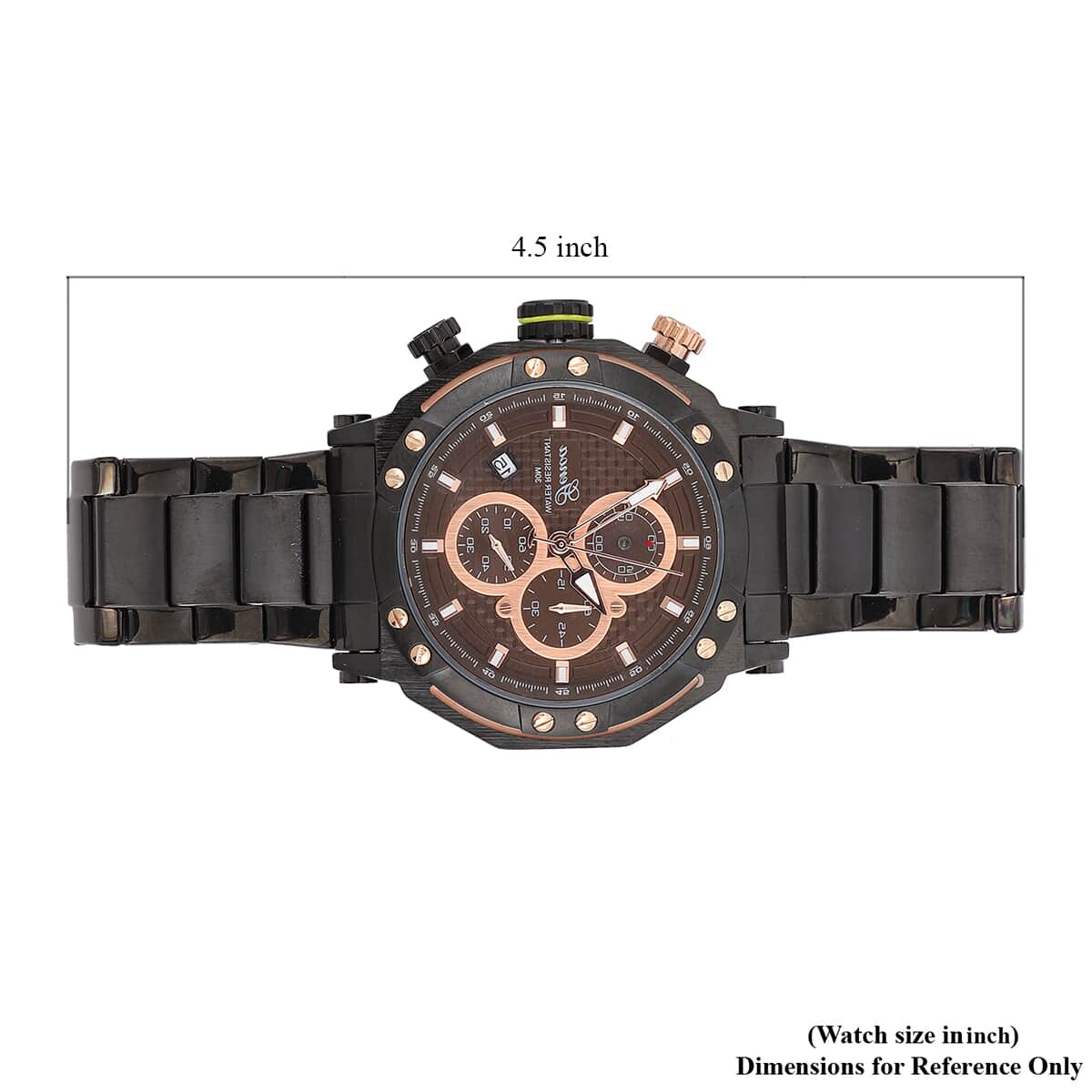 Genoa Multi-Functional Quartz Movement Watch with Chocolate Color Dial & ION Plated Black Stainless Steel Strap (49 mm) image number 6