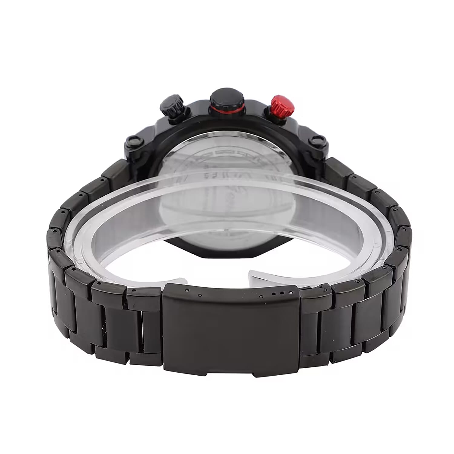 Genoa Multi-Functional Quartz Movement Watch with Black Dial & ION Plated Black Stainless Steel Strap (49 mm)