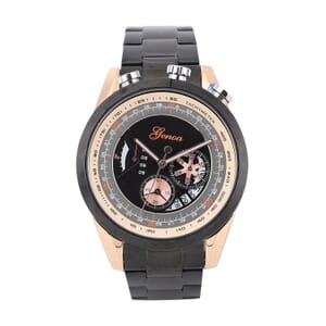 Genoa Multi-function Quartz Movement Watch in ION Plated Black & Stainless Steel (46mm)
