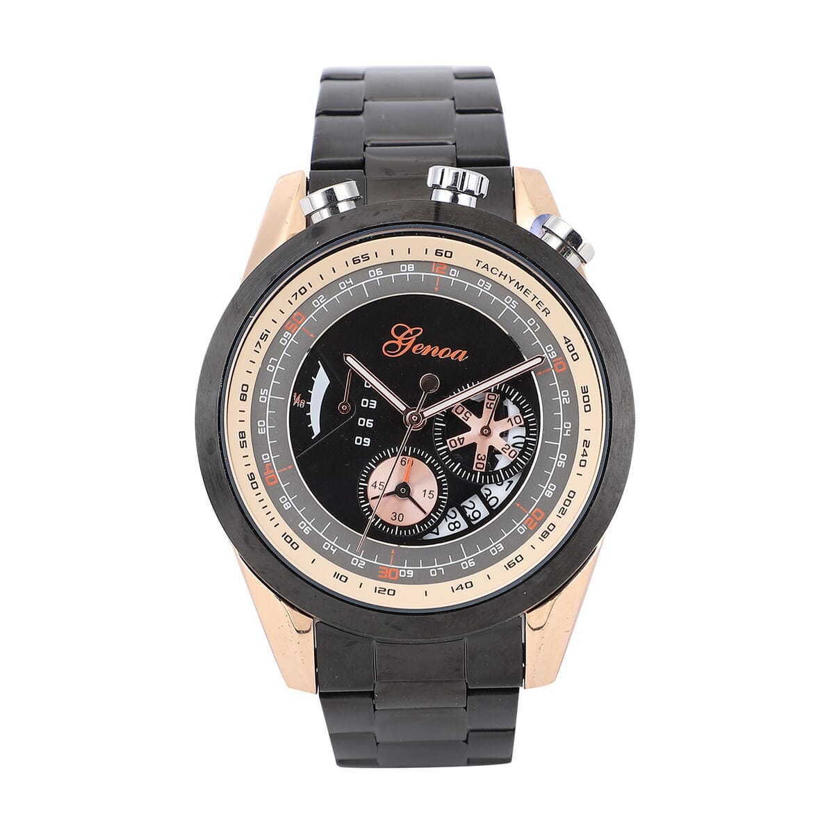 GENOA Multi-function Quartz Movement Watch in ION Plated Black & Stainless Steel (46mm) image number 0