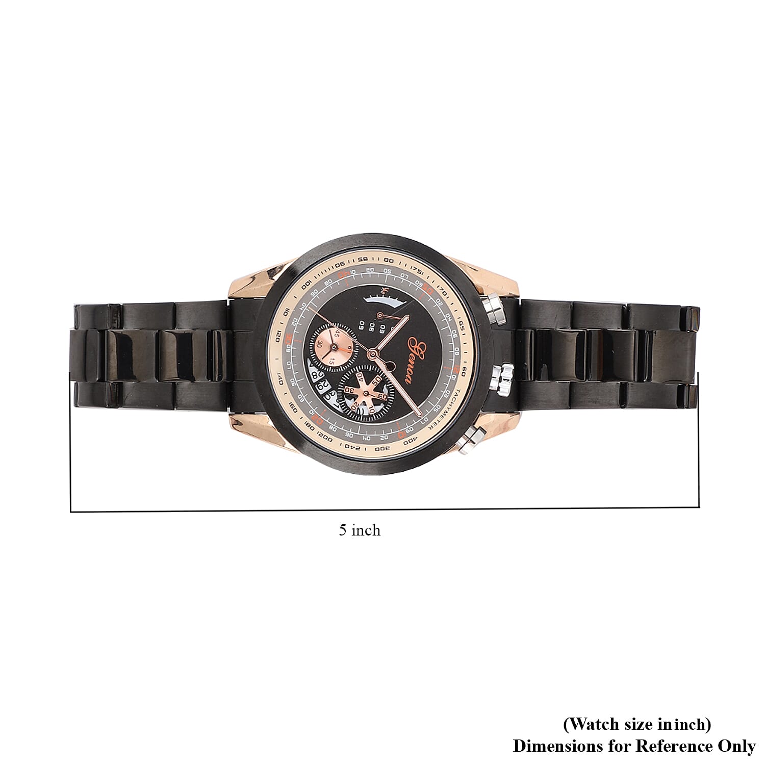 Genoa Multi-function Quartz Movement Watch in ION Plated Black & Stainless Steel (46mm)
