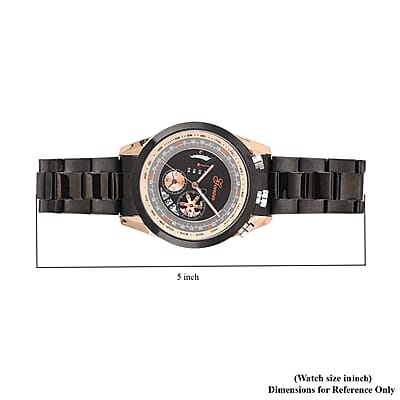 Genoa Multi-function Quartz Movement Watch in ION Plated Black & Stainless Steel (46mm)