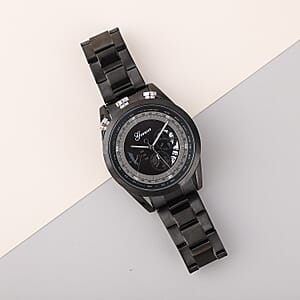 Genoa Multi-function Quartz Movement Watch in ION Plated Black Stainless Steel (46mm)