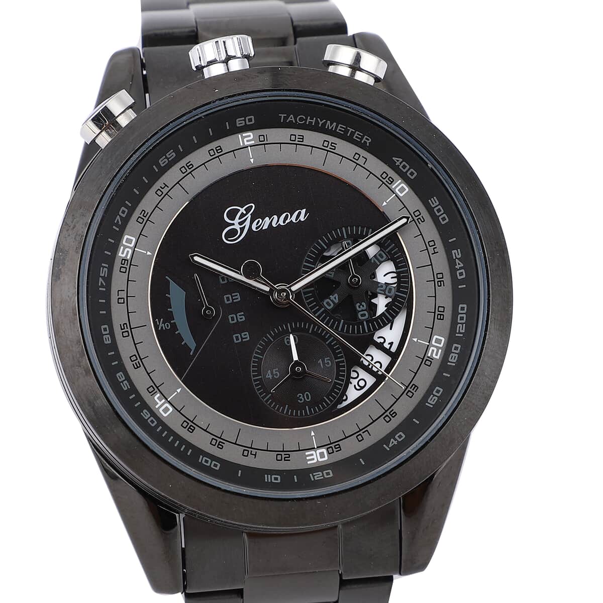 Genoa Multi-function Quartz Movement Watch in ION Plated Black Stainless Steel (46mm) image number 3