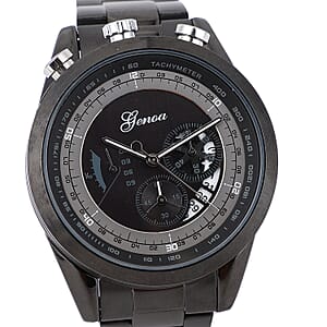 Genoa Multi-function Quartz Movement Watch in ION Plated Black Stainless Steel (46mm)