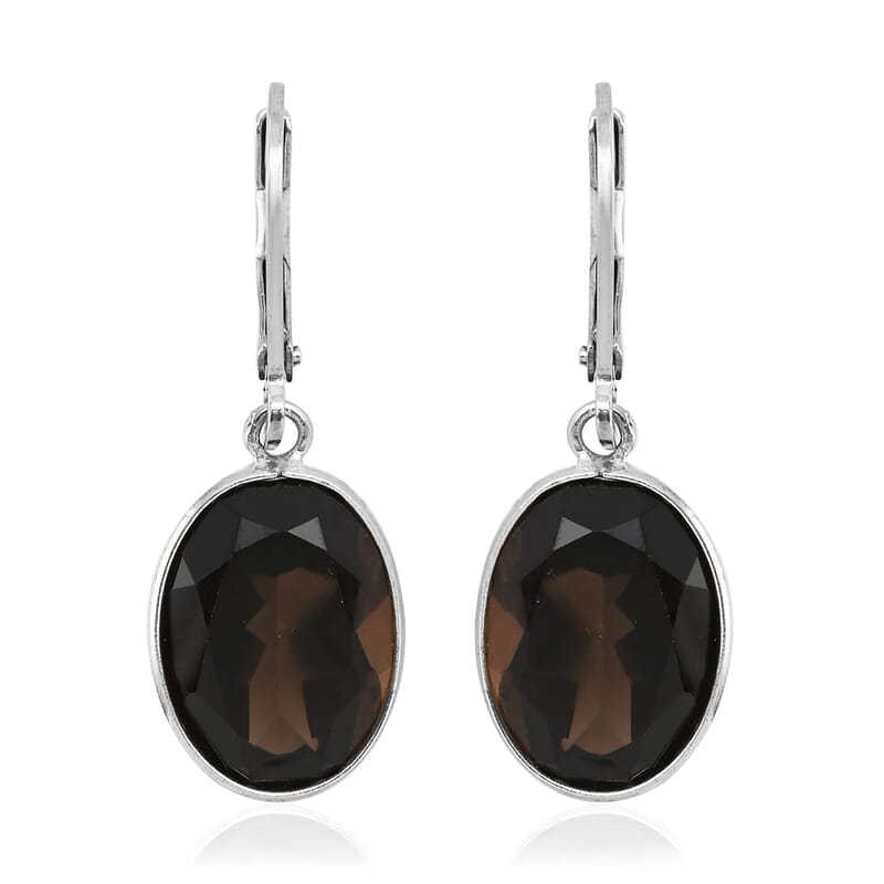 NY Closeout Brazilian Smoky Quartz Dangle Earring  Sterling Silver 8.90 ctw