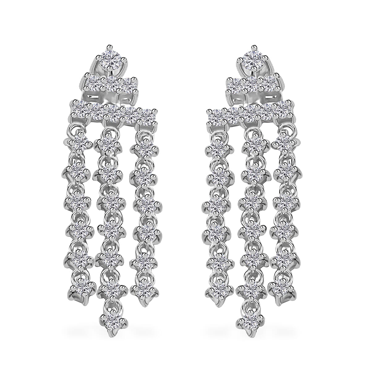 Moissanite Dangling Earrings in Platinum Over Sterling Silver 1.20 ctw image number 0
