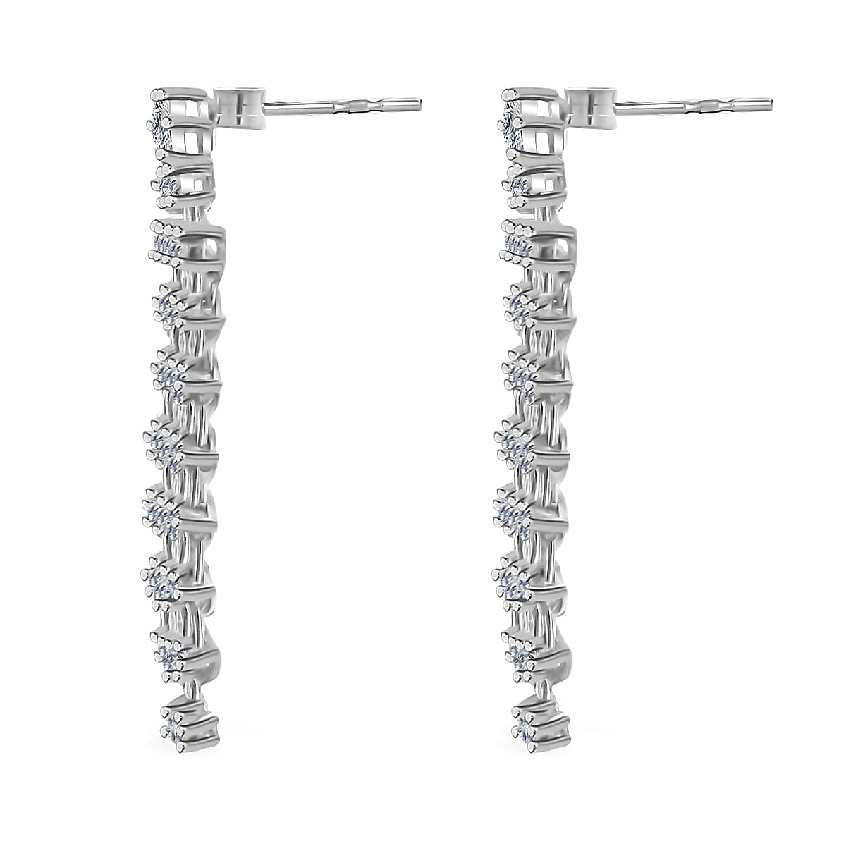 Moissanite Dangling Earrings in Platinum Over Sterling Silver 1.20 ctw image number 3