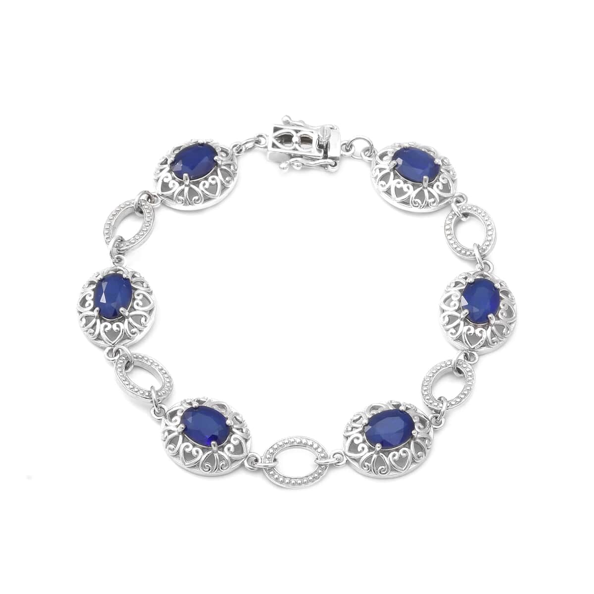 Tanzanian Blue Spinel Bracelet in Platinum Over Sterling Silver (7.50 In) 14.50 Grams 9.25 ctw image number 0