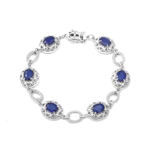 Tanzanian Blue Spinel Bracelet in Platinum Over Sterling Silver (7.50 In) 14.50 Grams 9.25 ctw