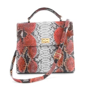 The Grand Pelle Skin Bag Collection Nature Peach Color 100% Genuine Python Leather Tote Bag