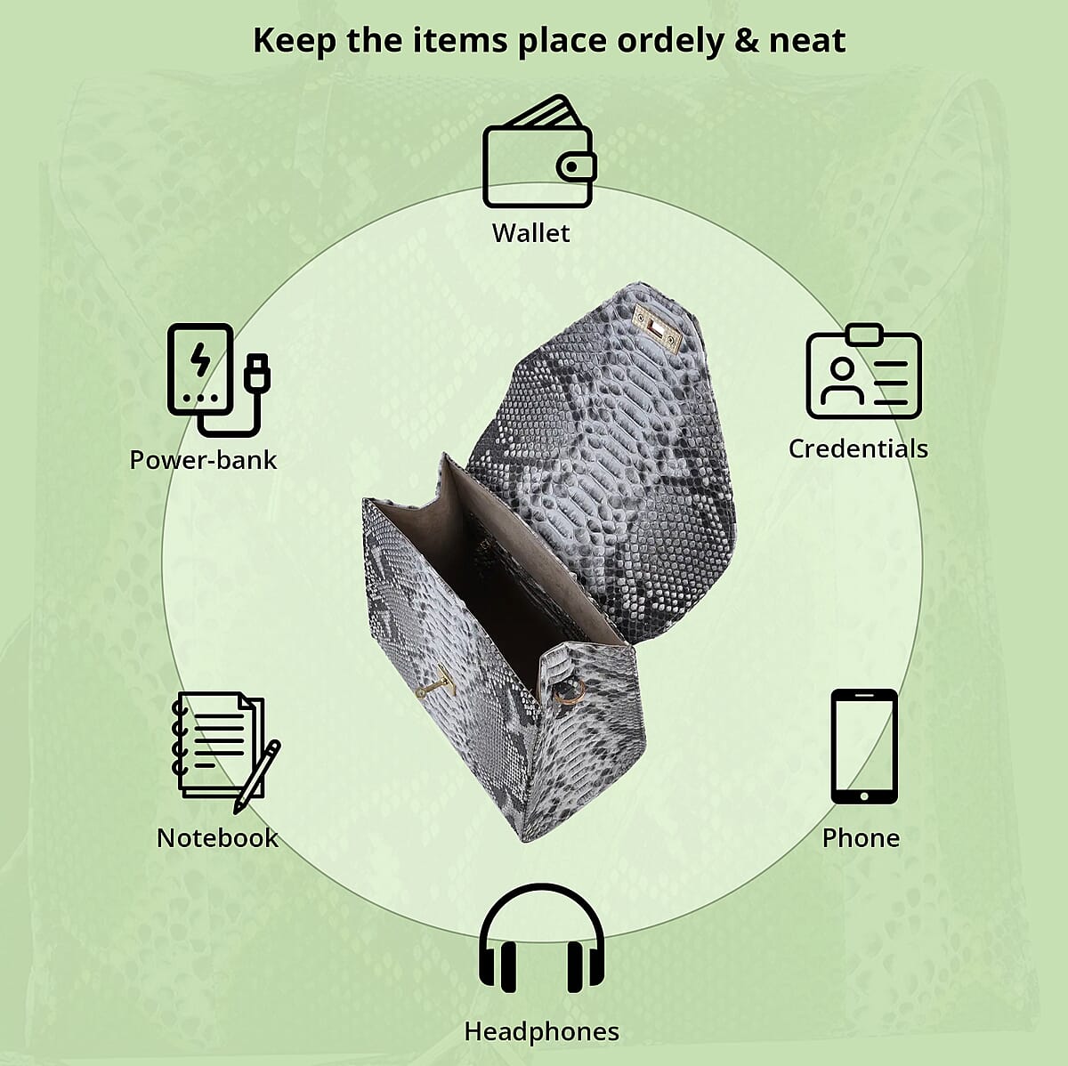 The Pelle Collection Nature Color 100% Genuine Python Leather Tote Bag for Women , Women's Designer Tote Bags , Leather Handbags , Leather Purse image number 2