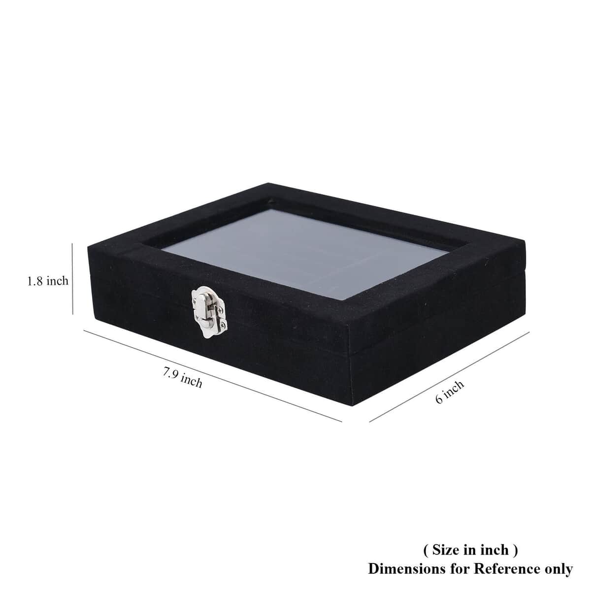 Black Velvet Jewelry Box with Anti Tarnish Lining & Lock (8x6x2) (Rings Hold Up to 28, Brooch, Pendant, Earrings) image number 5