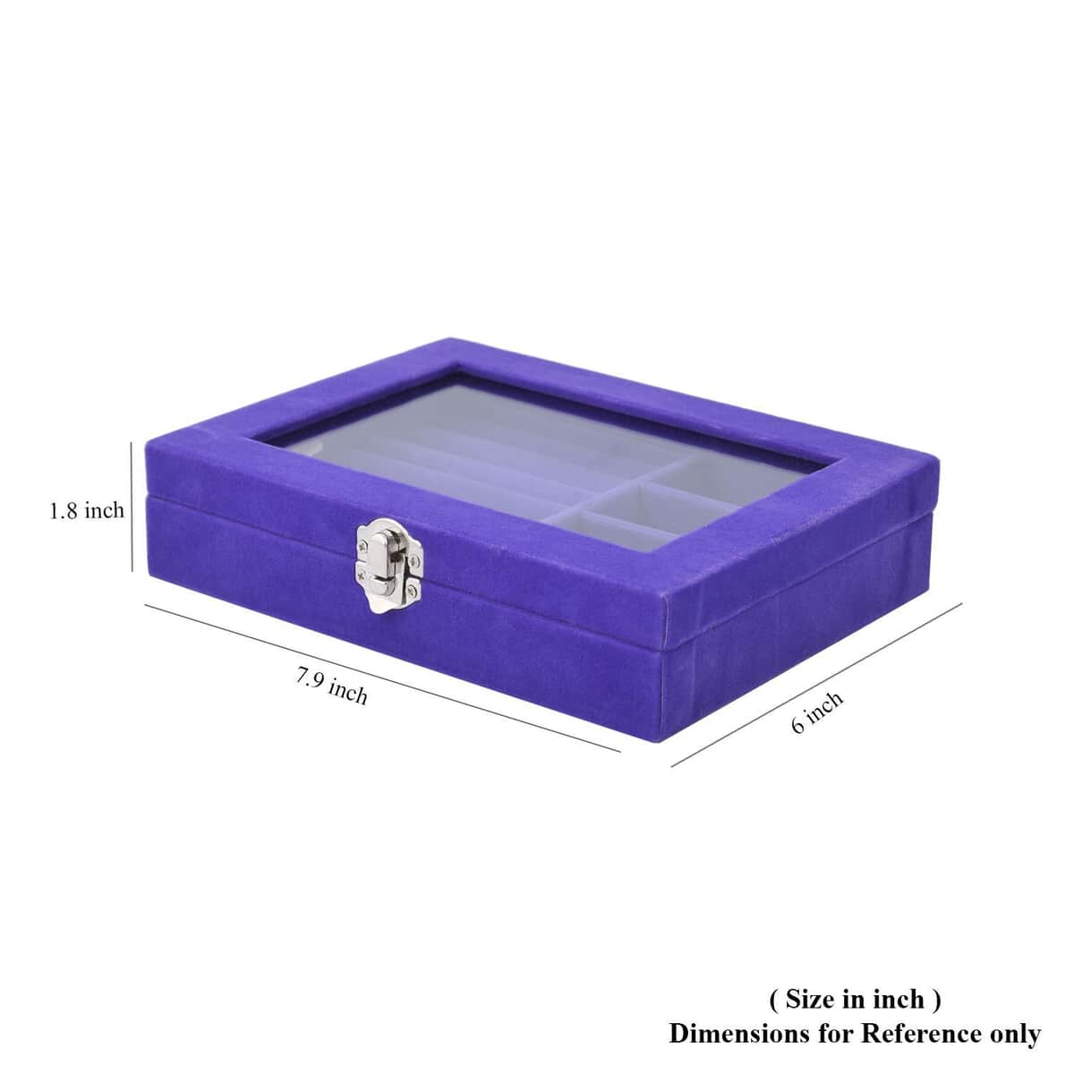 Purple Velvet Jewelry Box with Anti Tarnish Lining & Lock (Rings Hold Up to 28, Brooch, Pendant, Earrings) image number 5