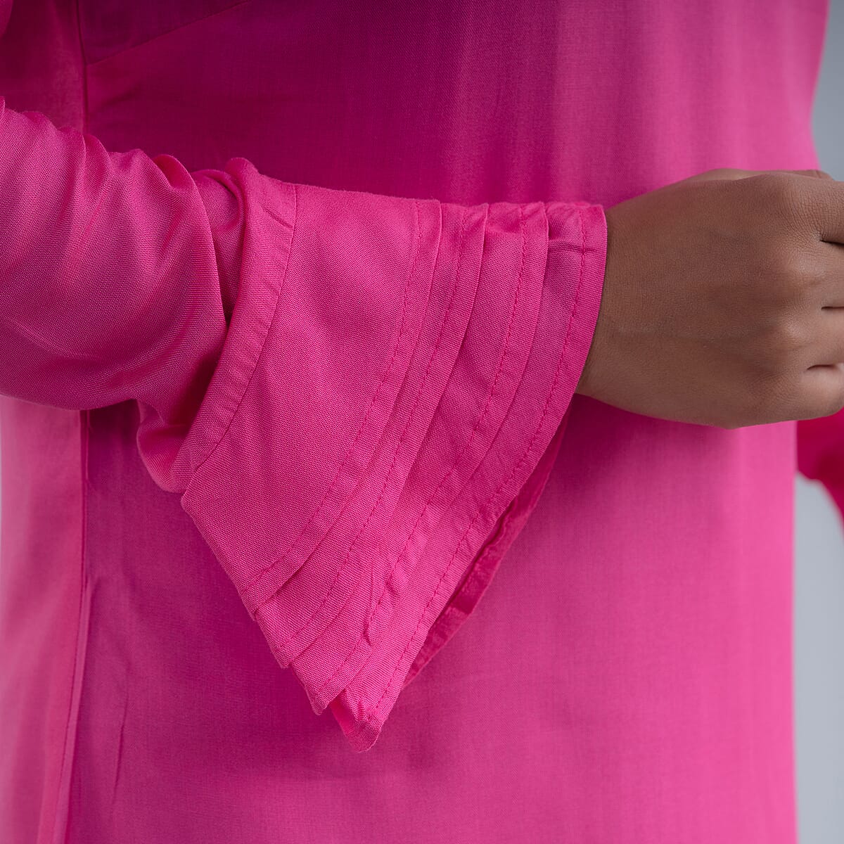 Tamsy Dark Pink V-neck Collar Top - L image number 3