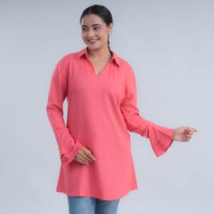 Tamsy Light Pink V-neck Collar Top - S