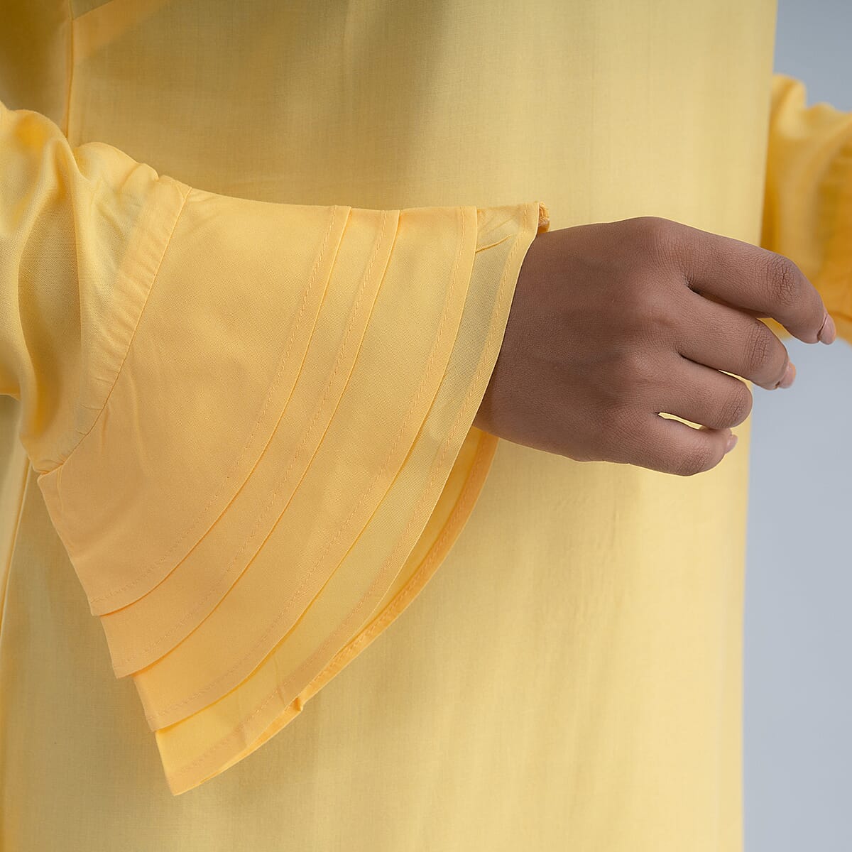 Tamsy Yellow V-neck Collar Top - XL image number 3