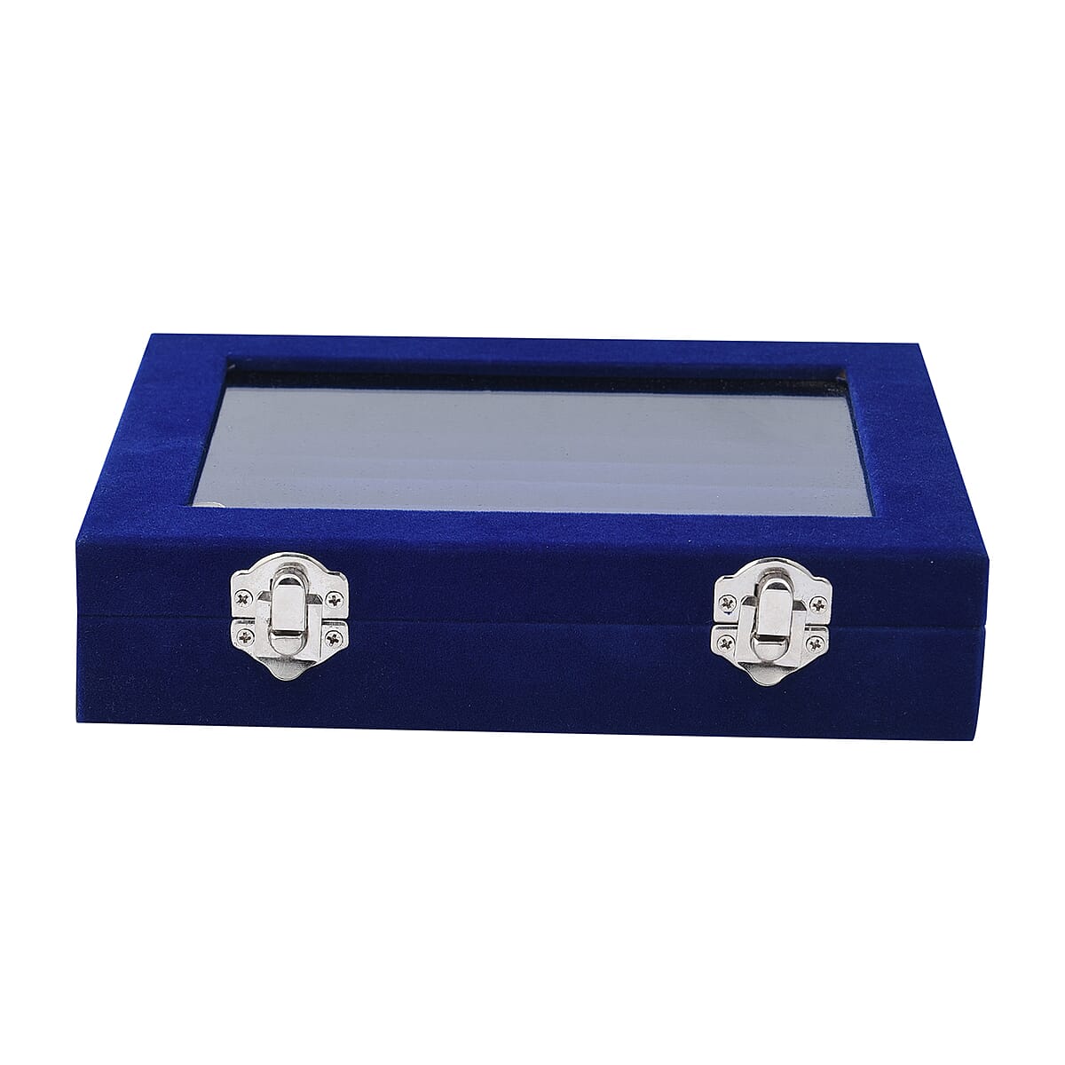 Black Velvet Ring Box with Anti Tarnish Lining & Lock (7.9x6x1.8) (Rings Hold Up to 63) image number 1