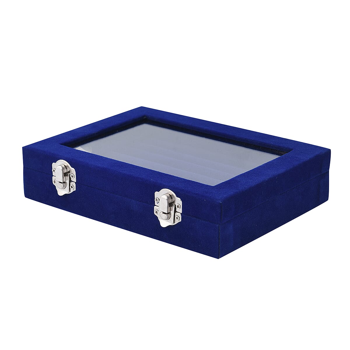 Black Velvet Ring Box with Anti Tarnish Lining & Lock (7.9x6x1.8) (Rings Hold Up to 63) image number 2