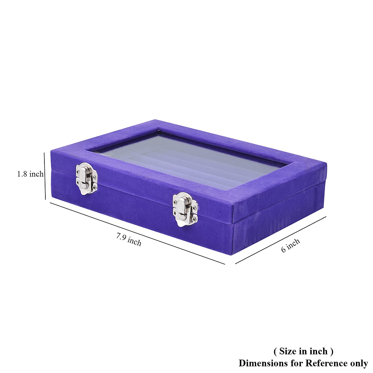 Purple Velvet Ring Box with Anti Tarnish Lining & Lock (Rings Hold Up to 63) image number 5