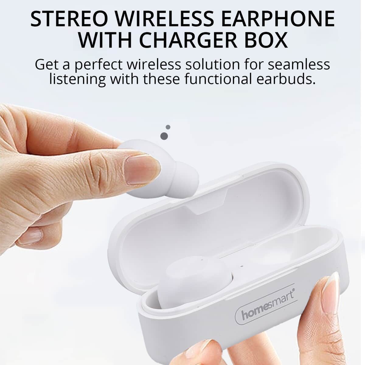 Homesmart White Bluetooth Stereo Wireless Earphone with Charger Box image number 1