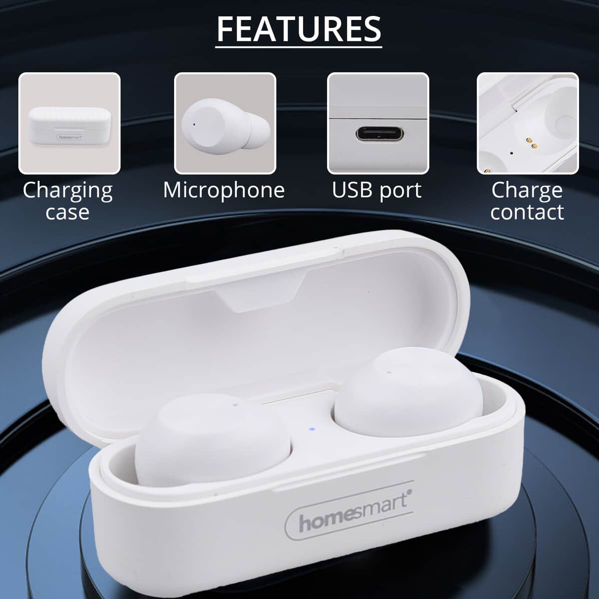 Homesmart White Bluetooth Stereo Wireless Earphone with Charger Box image number 2