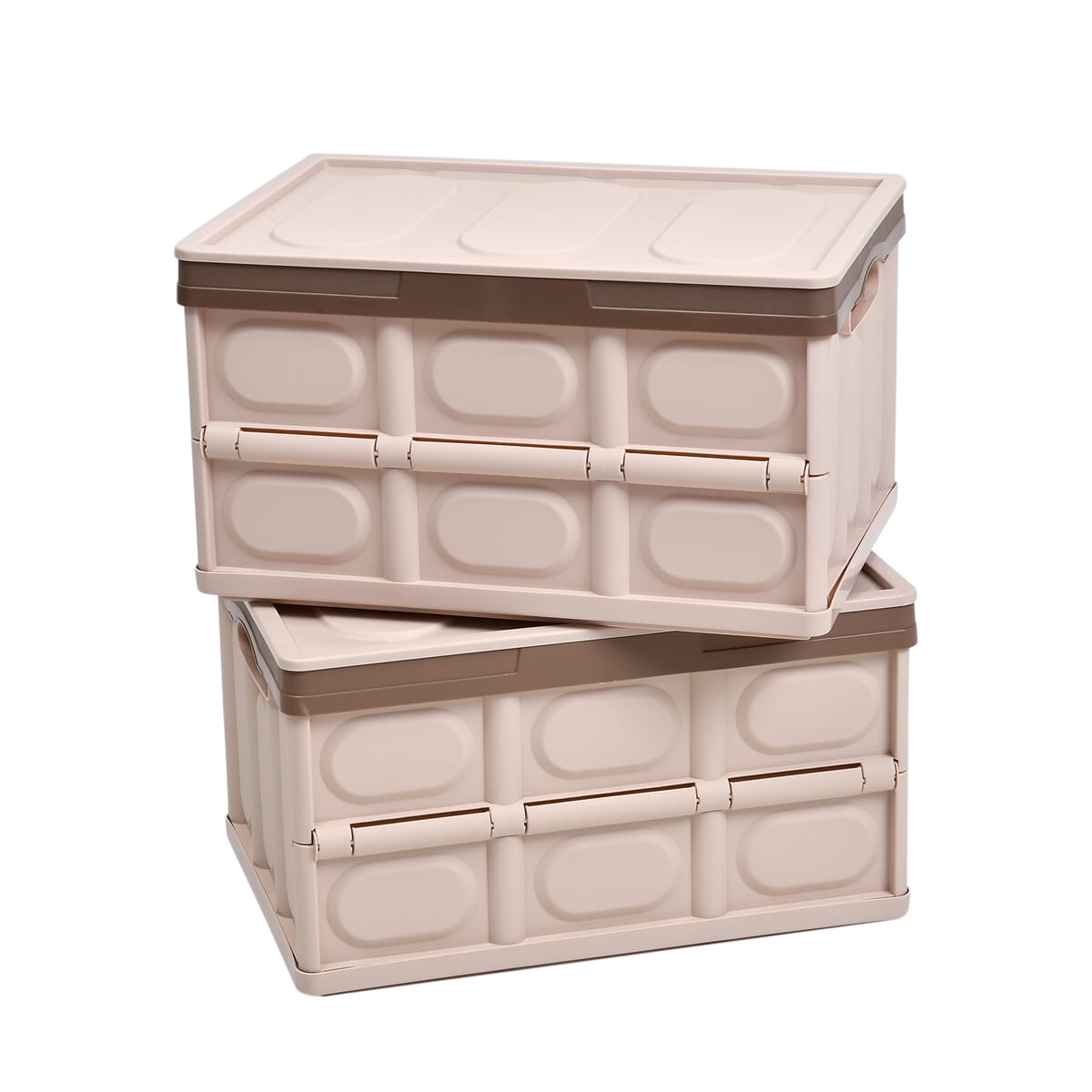 Buy Homesmart Set of 2 Beige Folding Storage Boxes with Lids