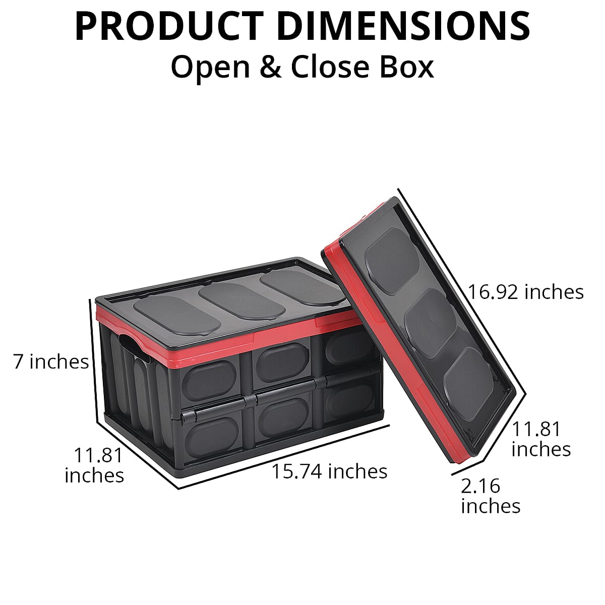 HOMESMART Set of 2 Black Folding Storage Boxes with Lids , Storage Bins , Container Box , Outdoor Storage Box image number 3