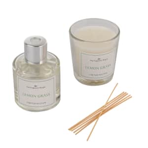 Lemon Grass- Fragrance Gift Set - 50 ml Diffuser Oil, 5 Reeds and 1 Votive Candle