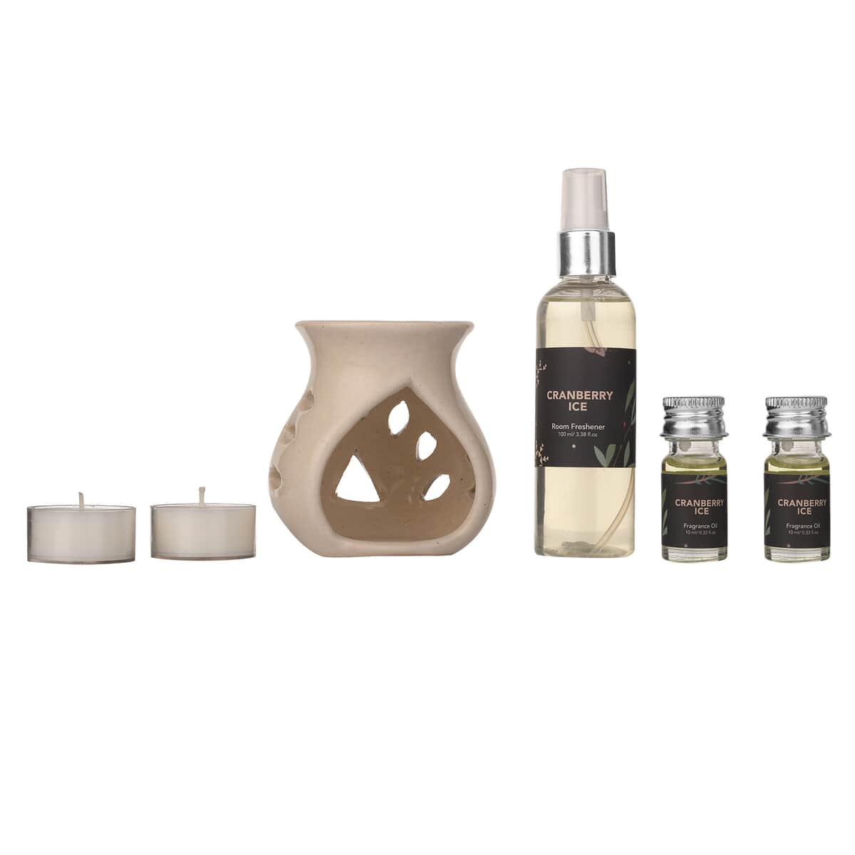 Cranberry Ice- Fragrance Gift Set - Ceramic Burner, 2 Fragrance Oils, 2 Tea-Lights & 1 Room Spray image number 0