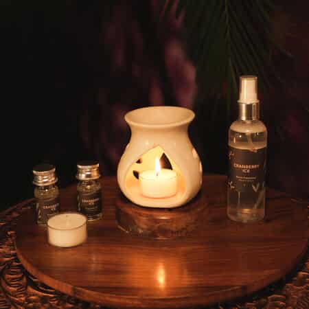 Cranberry Ice- Fragrance Gift Set - Ceramic Burner, 2 Fragrance Oils, 2 Tea-Lights & 1 Room Spray image number 1