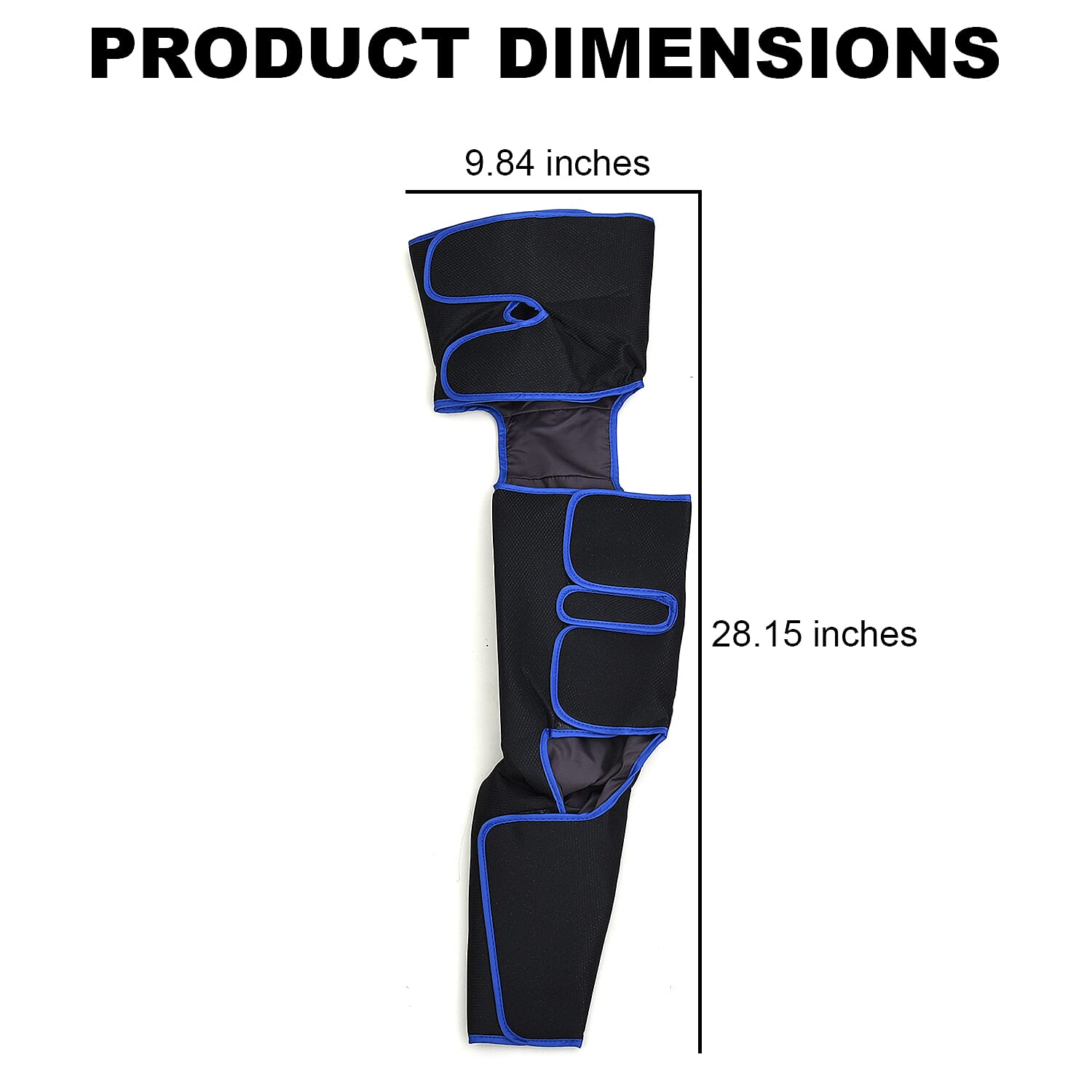 Black Air Compression Foot, Calf and Thigh Massager with Hand-held Controller 3 Modes, 3 Intensities (12V, 2A)