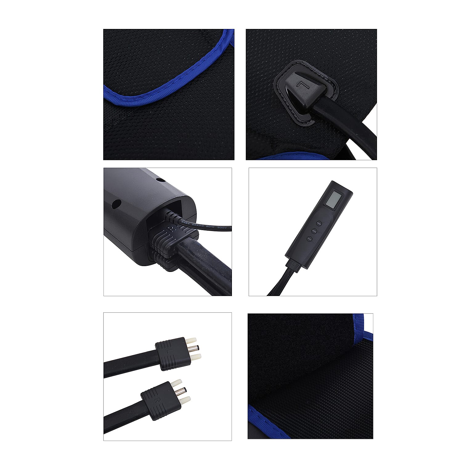 Black Air Compression Foot, Calf and Thigh Massager with Hand-held Controller 3 Modes, 3 Intensities (12V, 2A)
