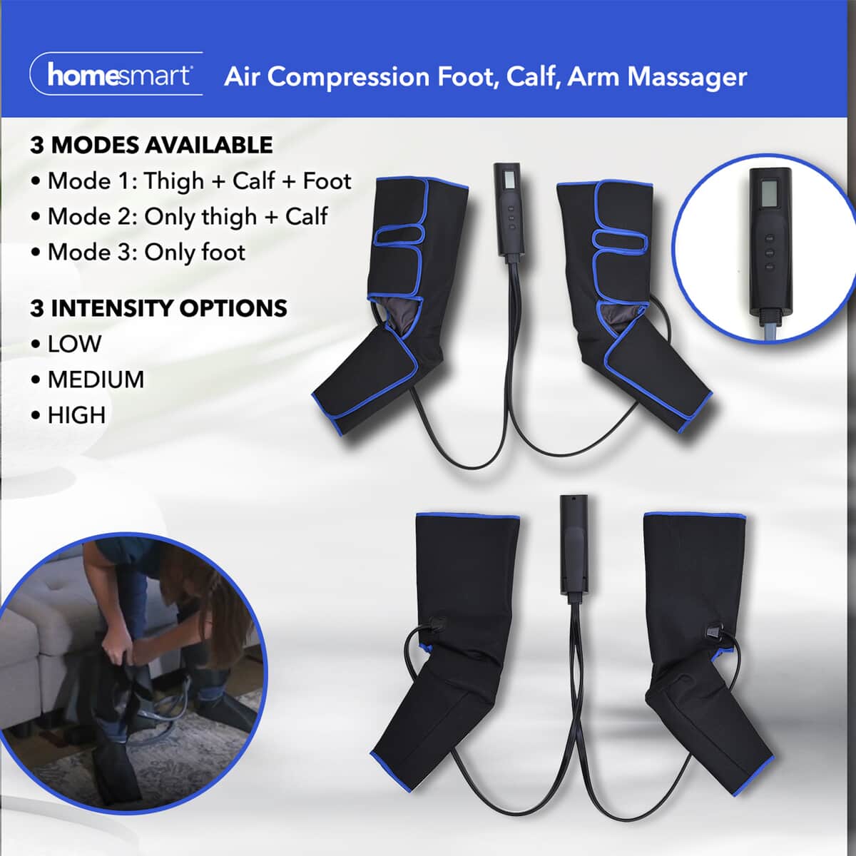 Air Compression Foot and Calf Massage - Black (12V 2A) image number 3