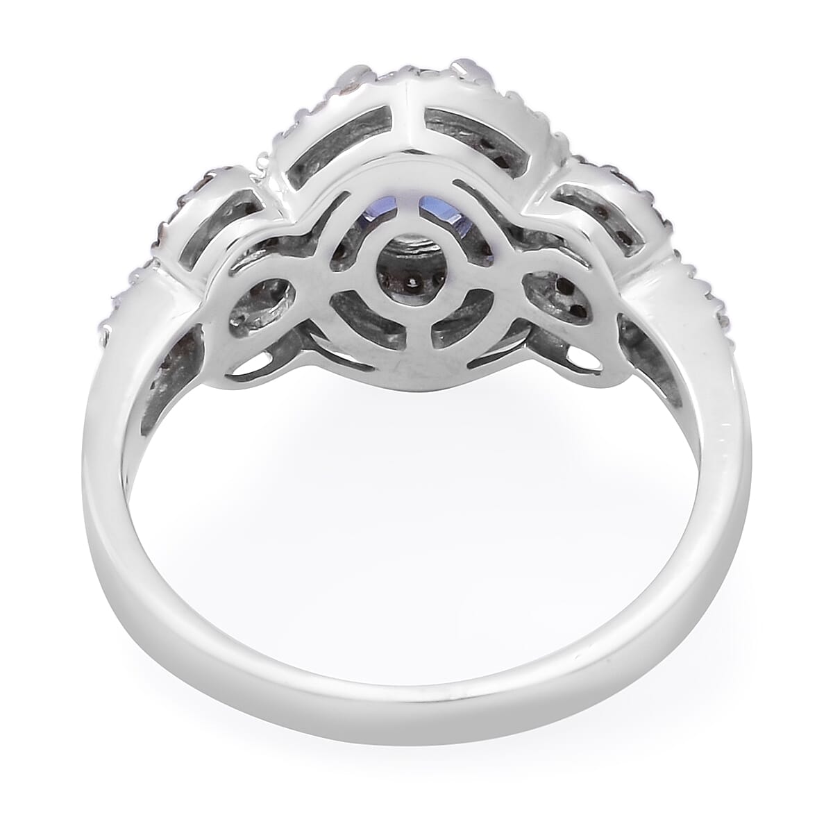 AAA Tanzanite, Natural Champagne and White Diamond Ring in Sterling Silver (Size 7.0) 1.40 ctw image number 3