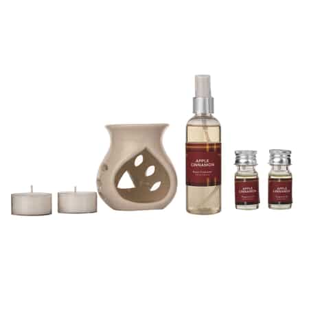 Apple Cinnamon- Fragrance Gift Set - Ceramic Burner, 2 Fragrance Oils, 2 Tea-Lights & 1 Room Spray image number 0