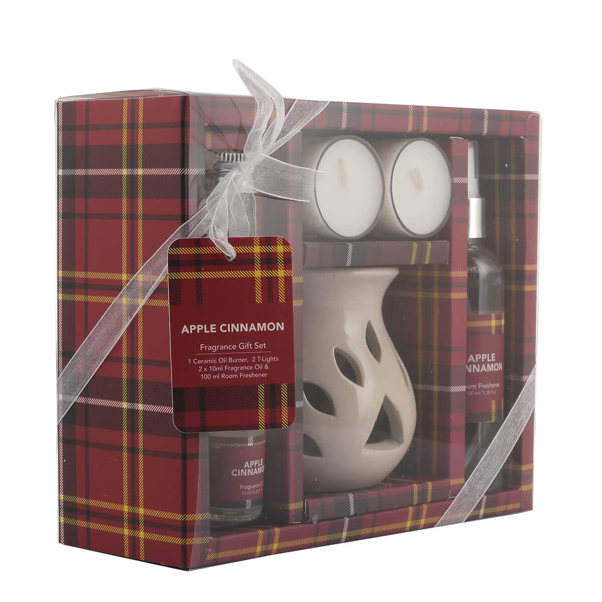 Apple Cinnamon- Fragrance Gift Set - Ceramic Burner, 2 Fragrance Oils, 2 Tea-Lights & 1 Room Spray image number 2