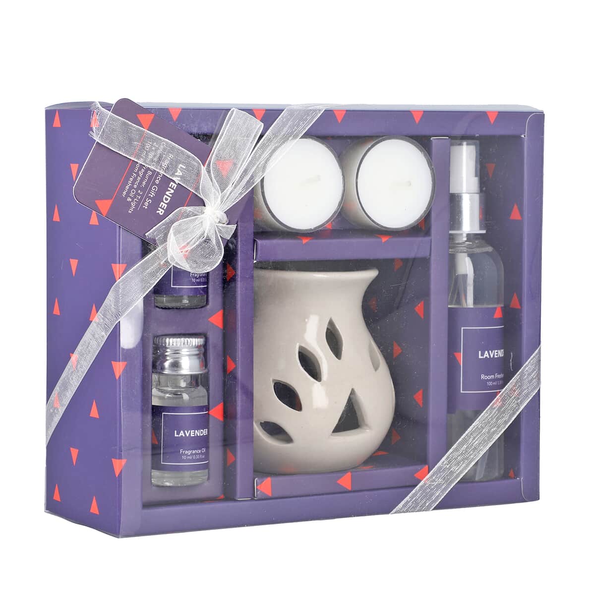 Fragrance Gift Set (Ceramic Burner, 2 Fragrance Oils, 2 Tea-lights & 1 Room Spray) FRAGRANCE - Lavender image number 2